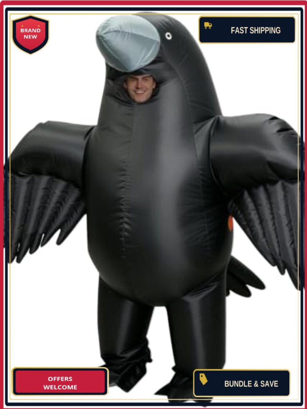 2.2m Inflatable Crow Costume Adult Full Body Blow Up Suit Halloween Cosplay
